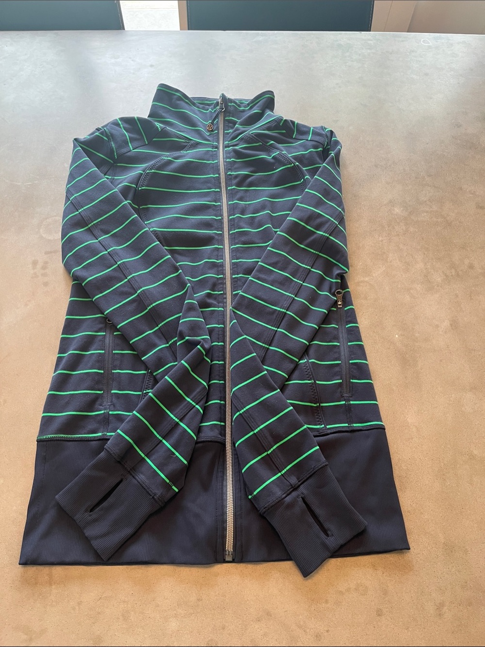lululemon Navy Zip with Green Stripes